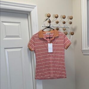 Lacoste NWT - Striped Short Sleeve Polo - Orange Pink  - 38 or XS